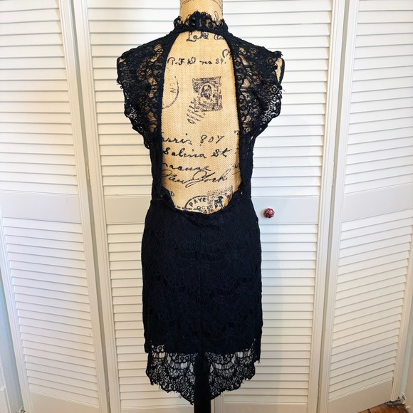 Free People Daydream Lace Slip Dress Black Open Back Womens Large - Picture 5 of 8